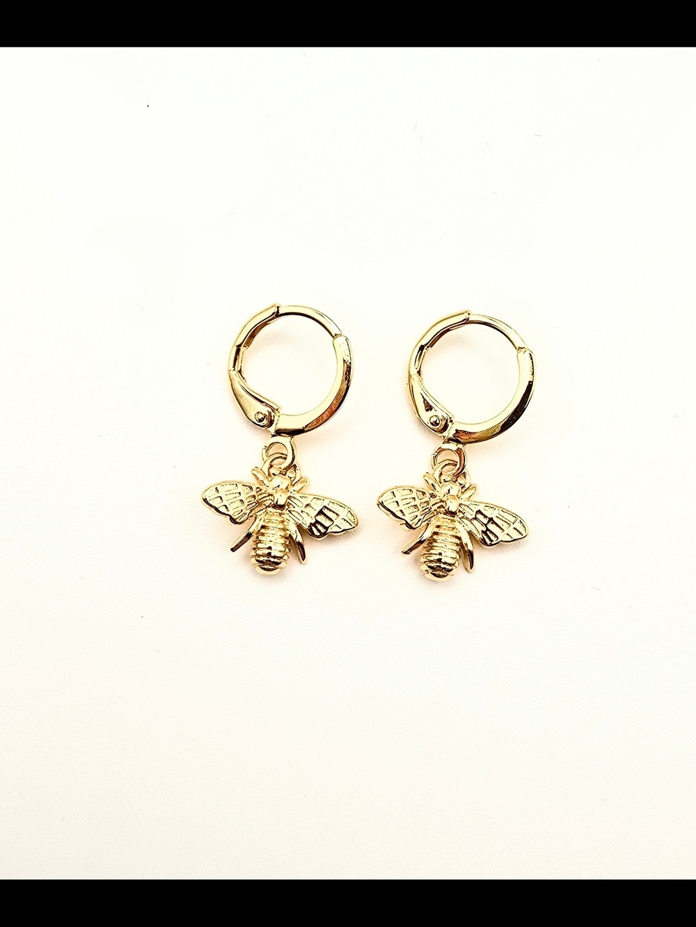 18K Gold Bee Huggie Earrings for Women